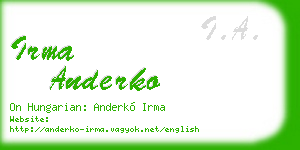 irma anderko business card